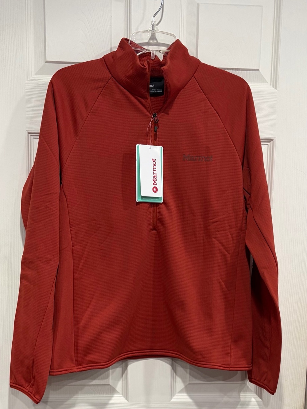 Marmot Women's Large Leconte Tech Grid Fleece Sweater Jacket Zip Neck Red NWT